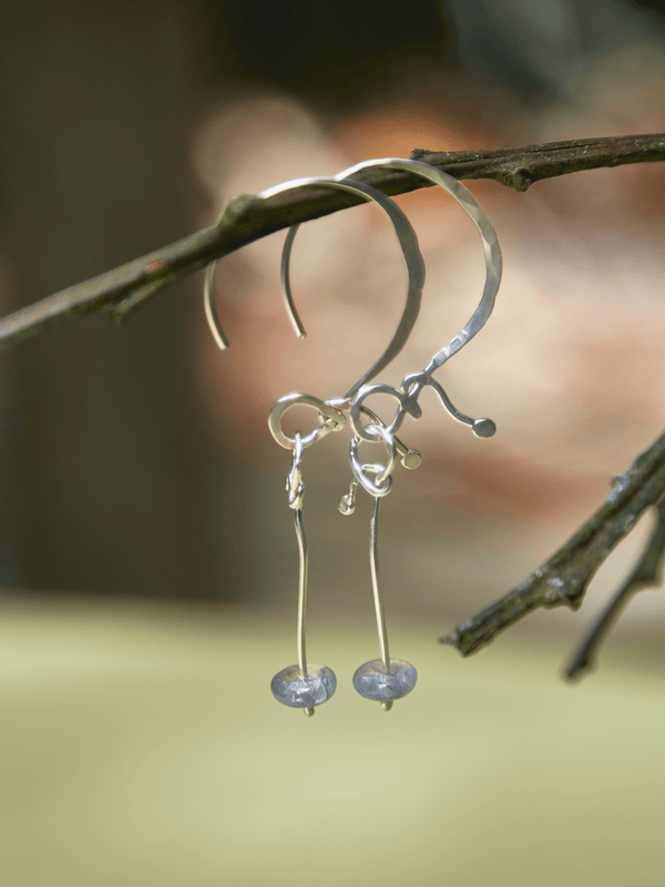 Aretes Gancho Plateado Popurrí - Ágata Gris