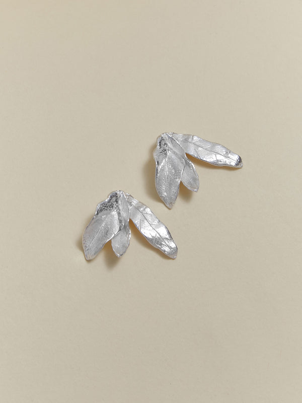 Aretes Triple Hoja Denia Plata Ley 950